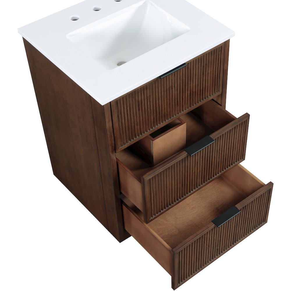 Willard 24" Brown Engineered Stone And Solid Wood Bathroom Vanity. Picture 9