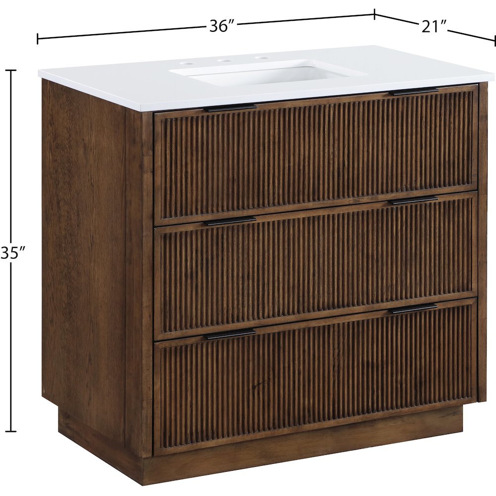 Willard 36" Brown Engineered Stone And Solid Wood Bathroom Vanity. Picture 12