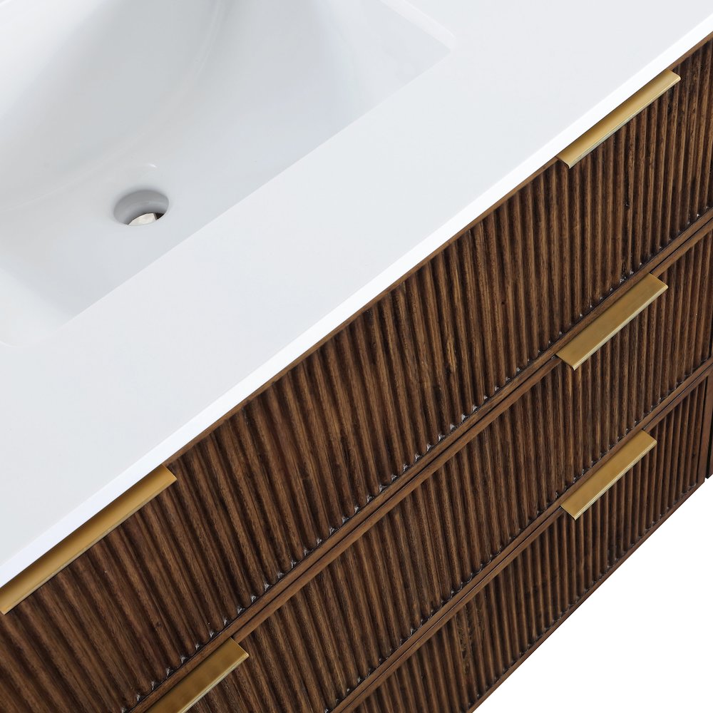 Willard 36" Brown Engineered Stone And Solid Wood Bathroom Vanity. Picture 11
