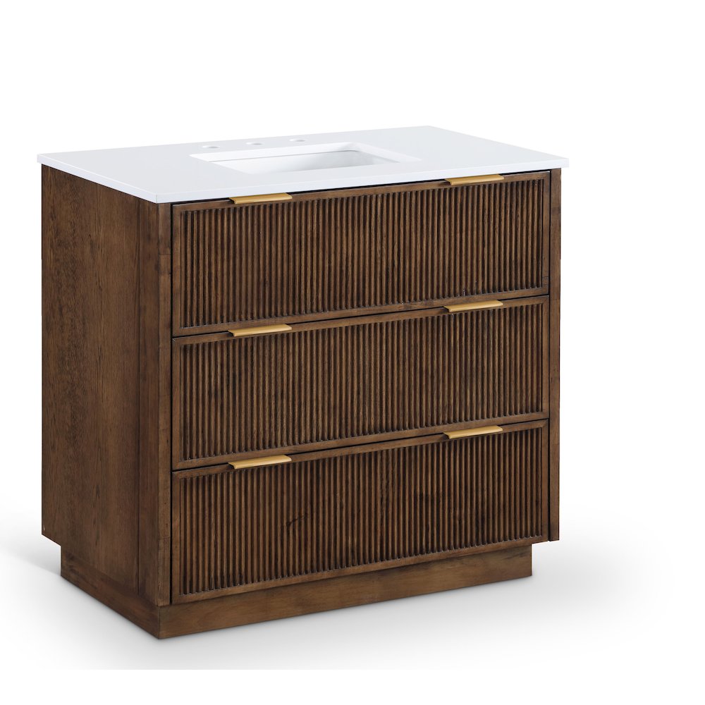 Willard 36" Brown Engineered Stone And Solid Wood Bathroom Vanity. Picture 2