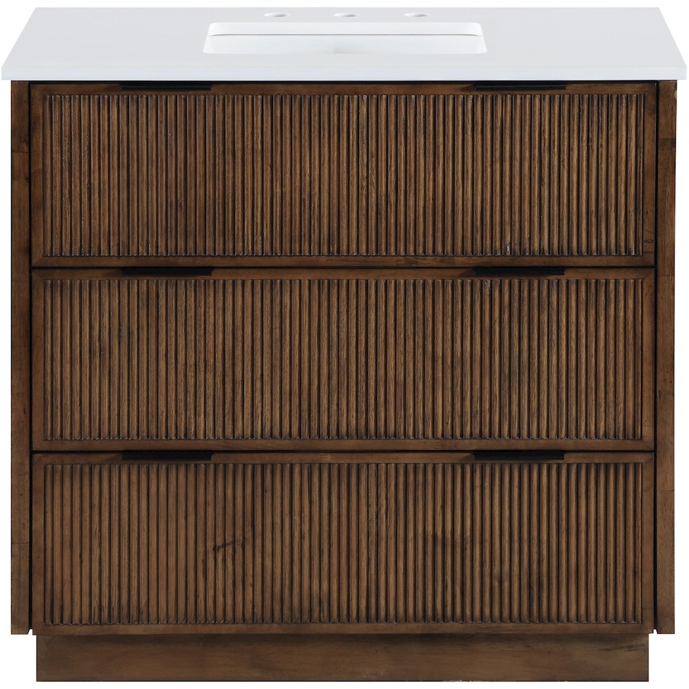 Willard 36" Brown Engineered Stone And Solid Wood Bathroom Vanity. Picture 3