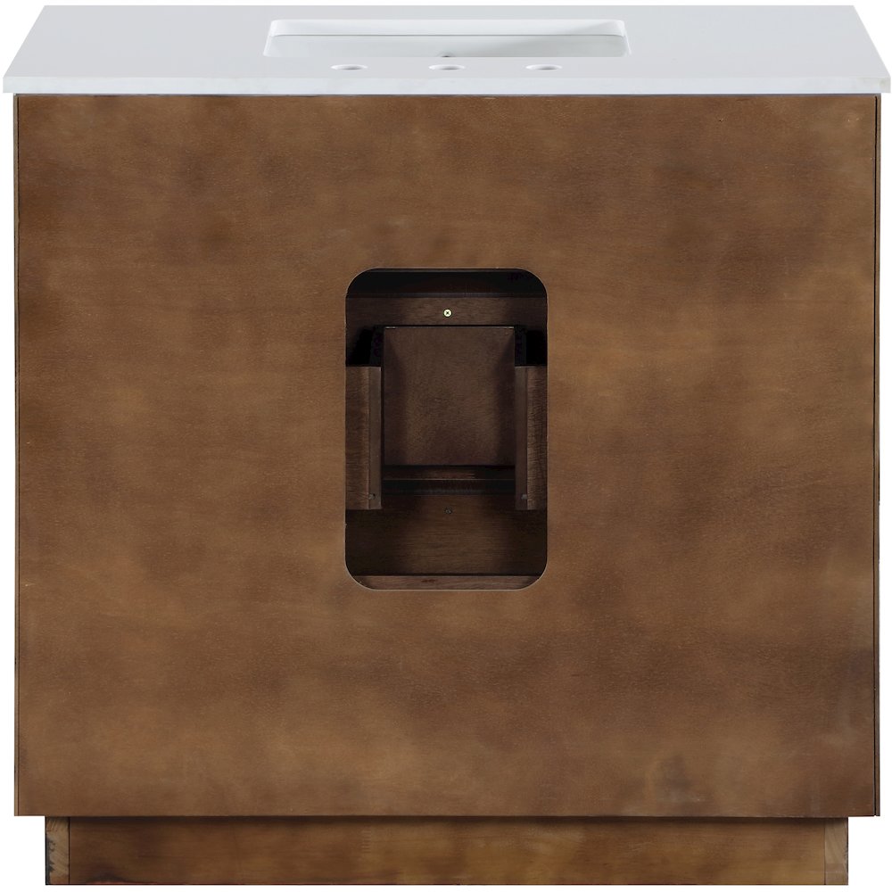 Willard 36" Brown Engineered Stone And Solid Wood Bathroom Vanity. Picture 5