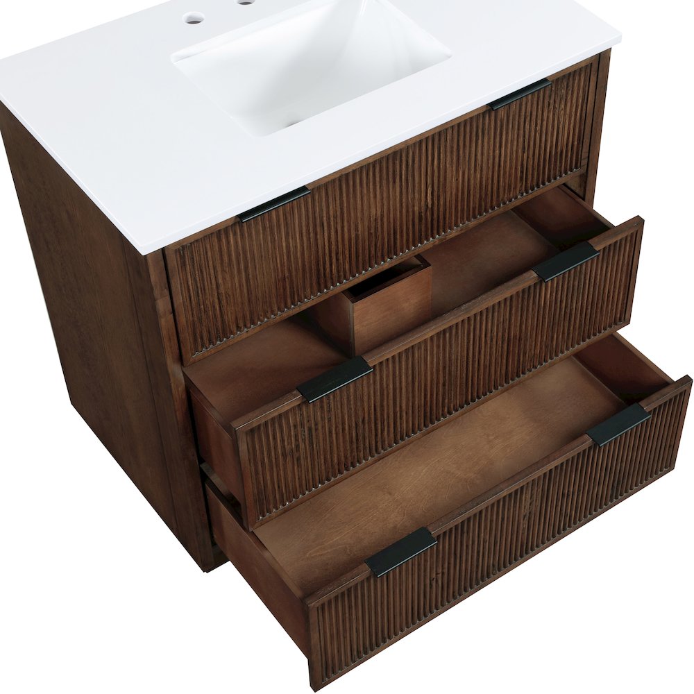Willard 36" Brown Engineered Stone And Solid Wood Bathroom Vanity. Picture 9