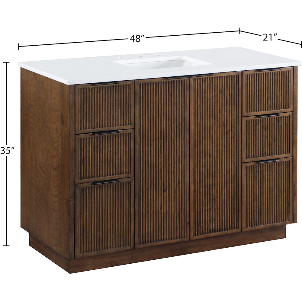 Willard 48" Brown Engineered Stone And Solid Wood Bathroom Vanity. Picture 12