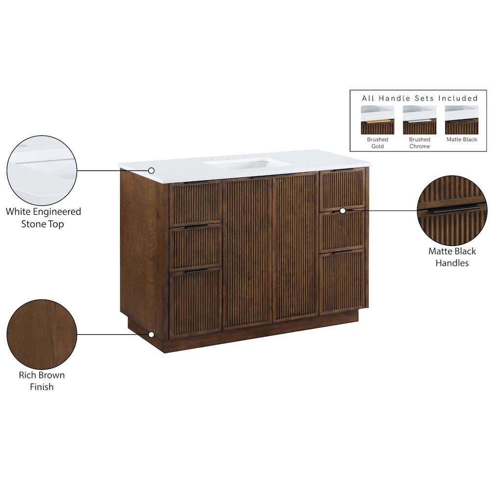 Willard 48" Brown Engineered Stone And Solid Wood Bathroom Vanity. Picture 13
