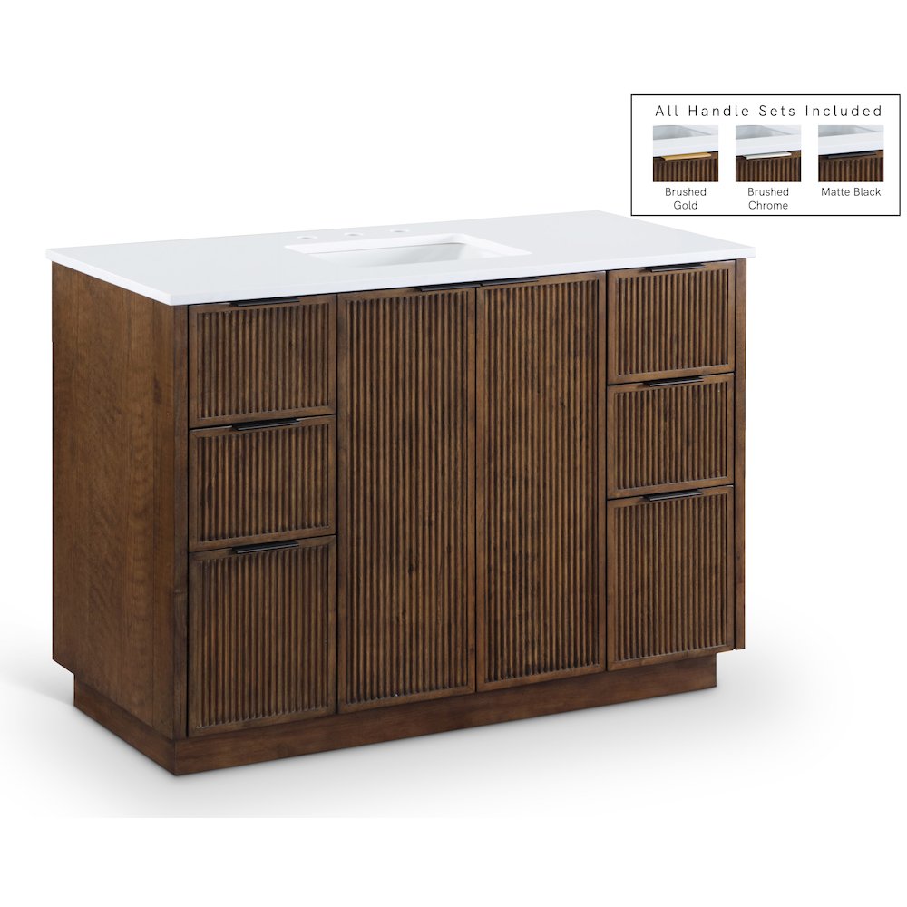 Willard 48" Brown Engineered Stone And Solid Wood Bathroom Vanity. Picture 1