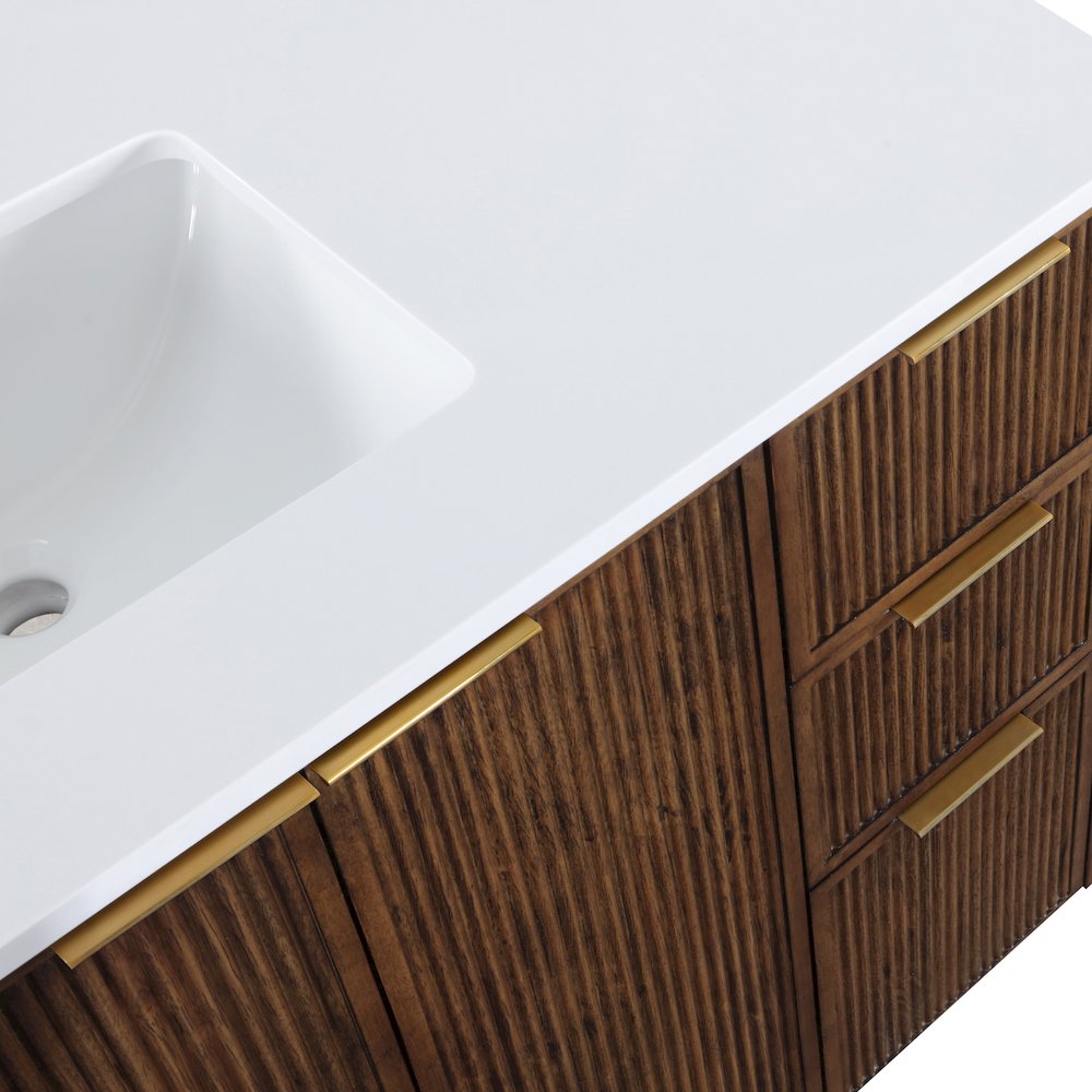 Willard 48" Brown Engineered Stone And Solid Wood Bathroom Vanity. Picture 11