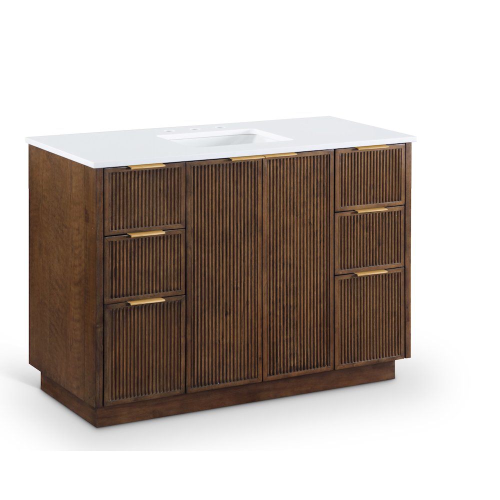 Willard 48" Brown Engineered Stone And Solid Wood Bathroom Vanity. Picture 2