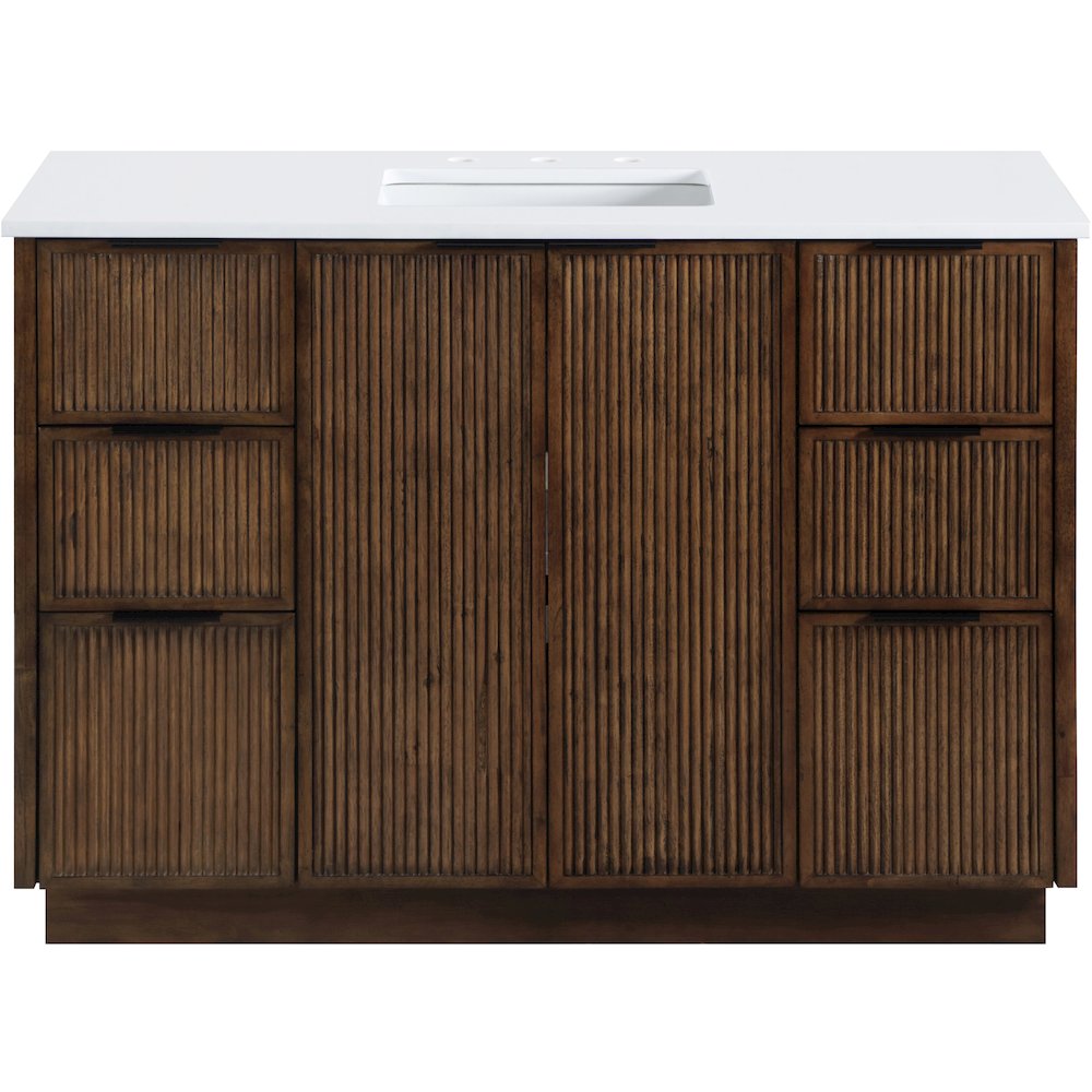Willard 48" Brown Engineered Stone And Solid Wood Bathroom Vanity. Picture 3