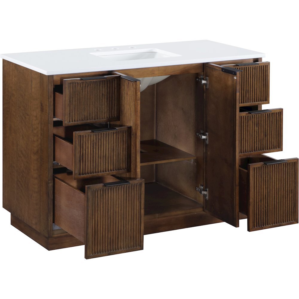 Willard 48" Brown Engineered Stone And Solid Wood Bathroom Vanity. Picture 6