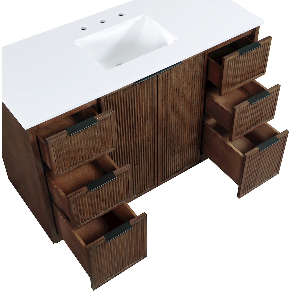 Willard 48" Brown Engineered Stone And Solid Wood Bathroom Vanity. Picture 9