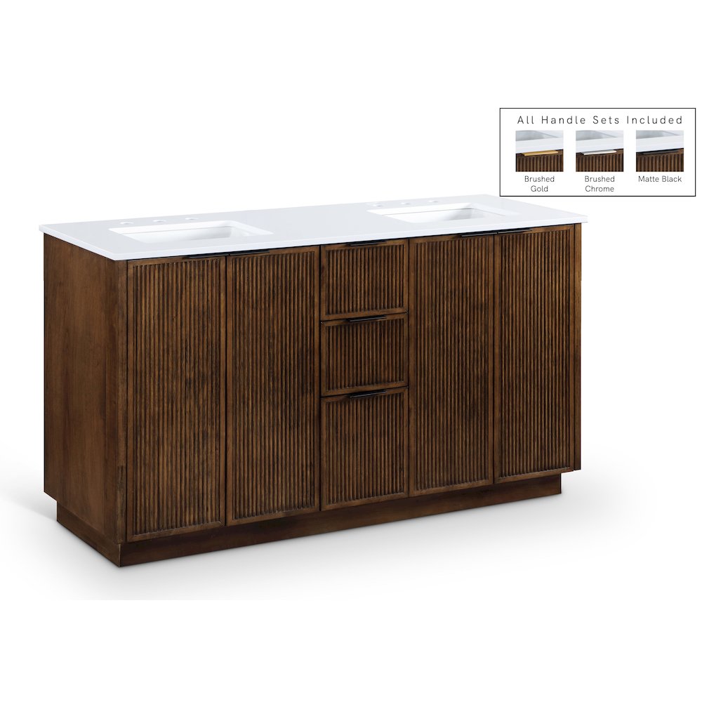 Willard 60" Brown Engineered Stone And Solid Wood Bathroom Vanity. Picture 1