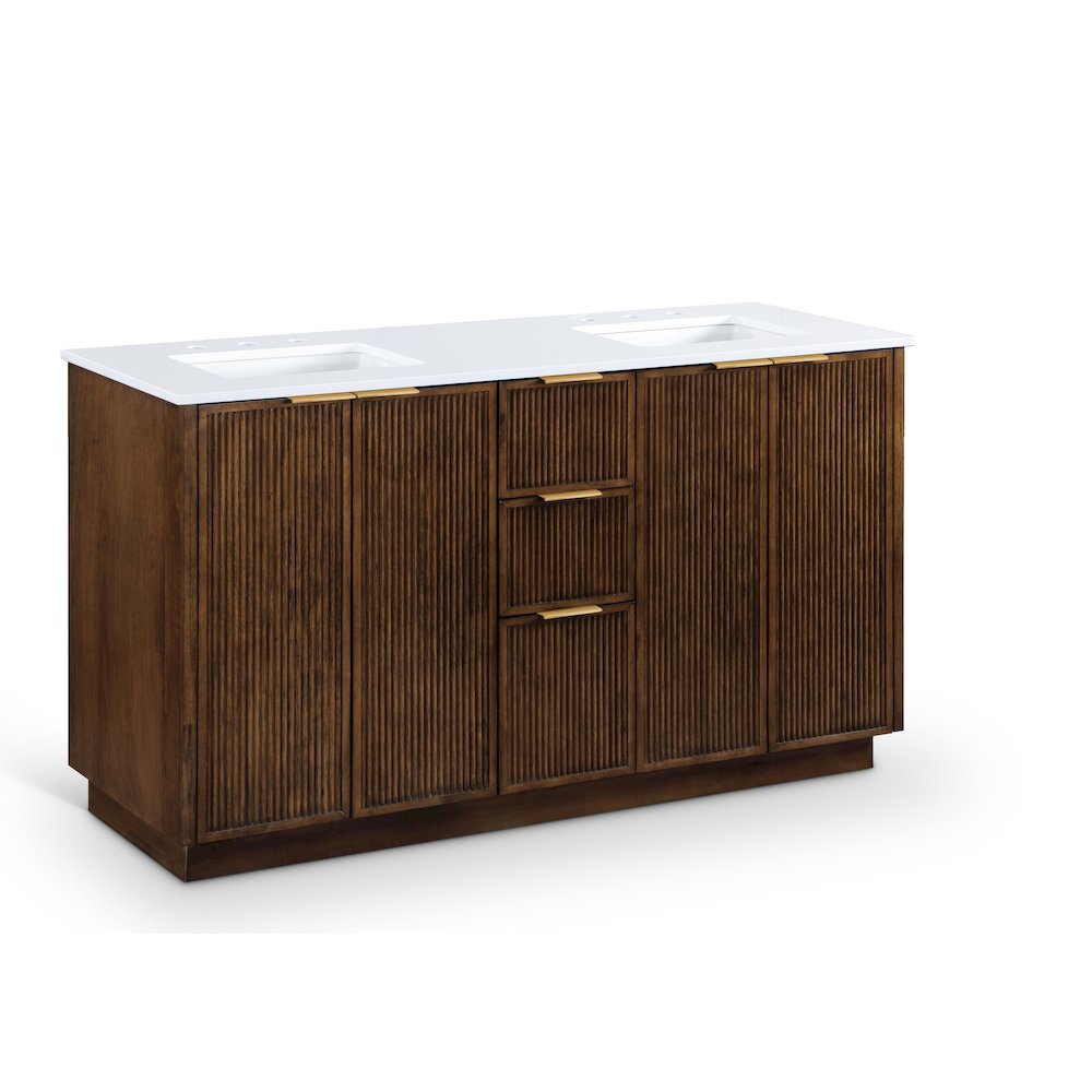 Willard 60" Brown Engineered Stone And Solid Wood Bathroom Vanity. Picture 2