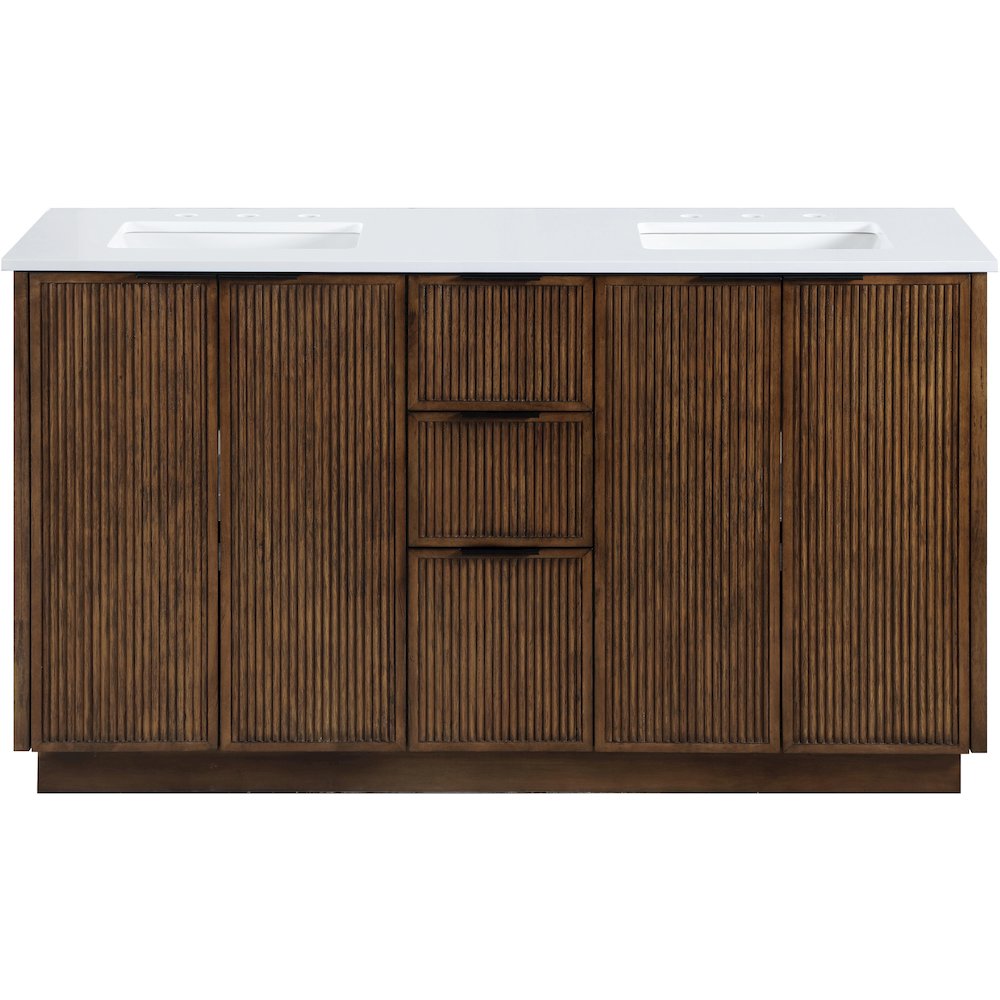 Willard 60" Brown Engineered Stone And Solid Wood Bathroom Vanity. Picture 3