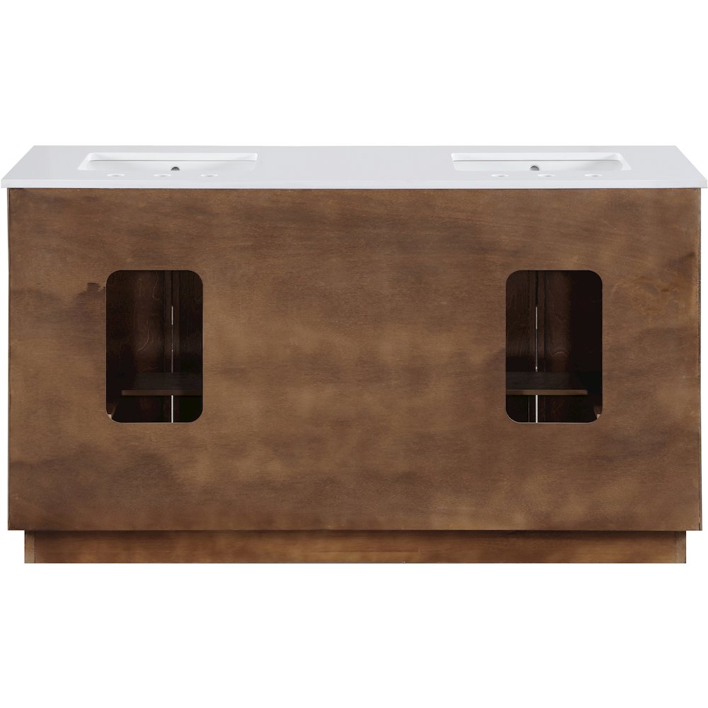 Willard 60" Brown Engineered Stone And Solid Wood Bathroom Vanity. Picture 5