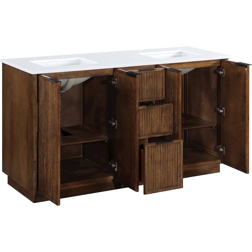 Willard 60" Brown Engineered Stone And Solid Wood Bathroom Vanity. Picture 6