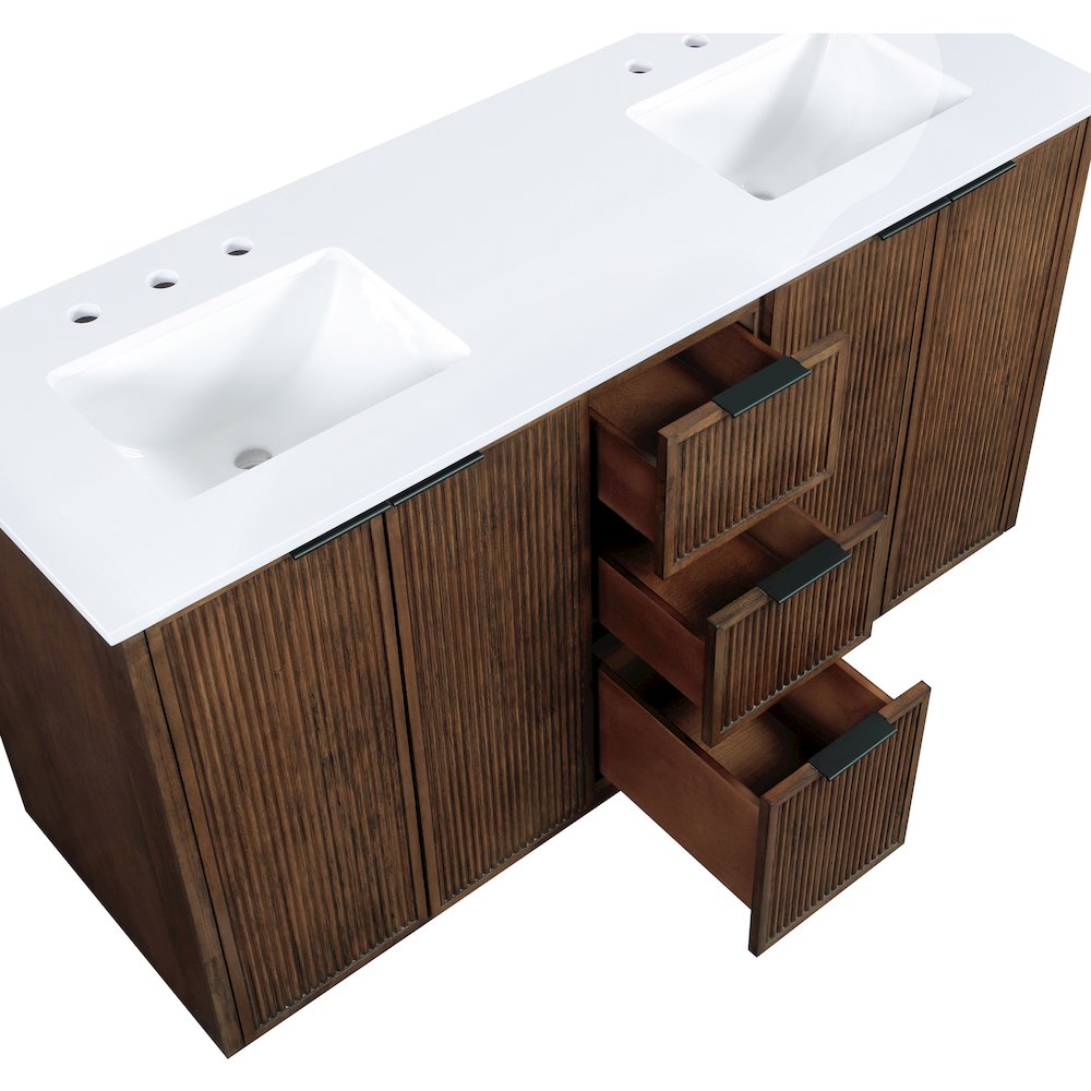 Willard 60" Brown Engineered Stone And Solid Wood Bathroom Vanity. Picture 9