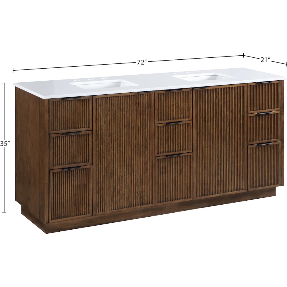 Willard 72" Brown Engineered Stone And Solid Wood Bathroom Vanity. Picture 12
