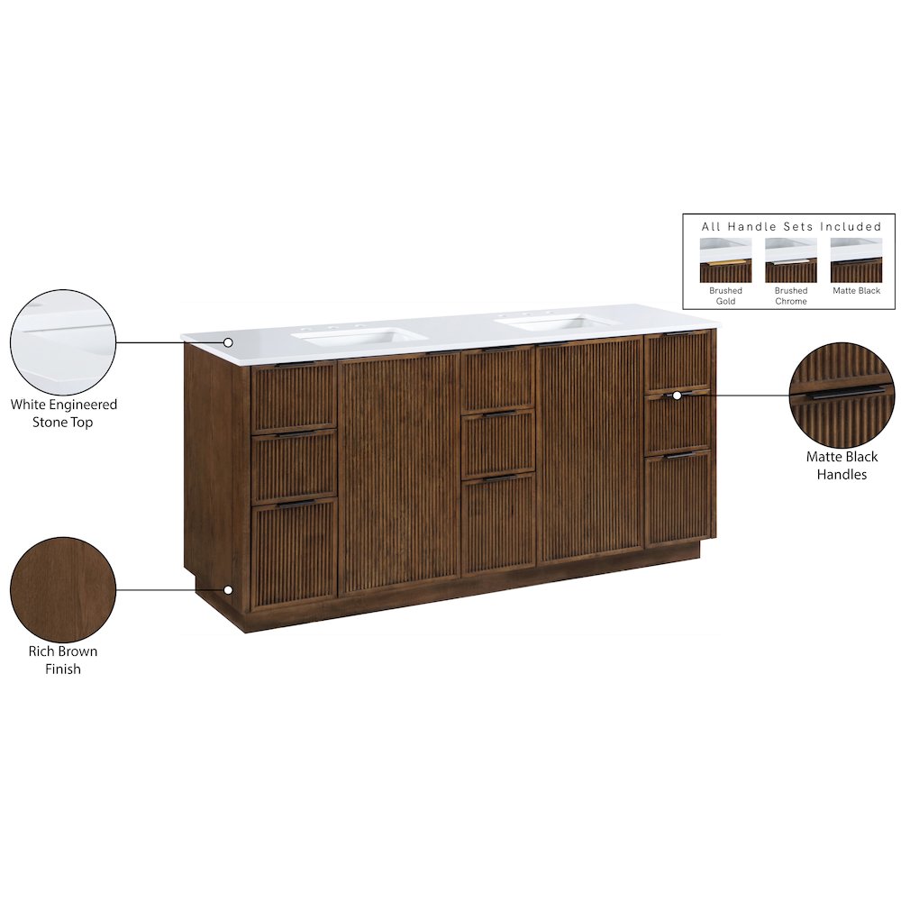 Willard 72" Brown Engineered Stone And Solid Wood Bathroom Vanity. Picture 13