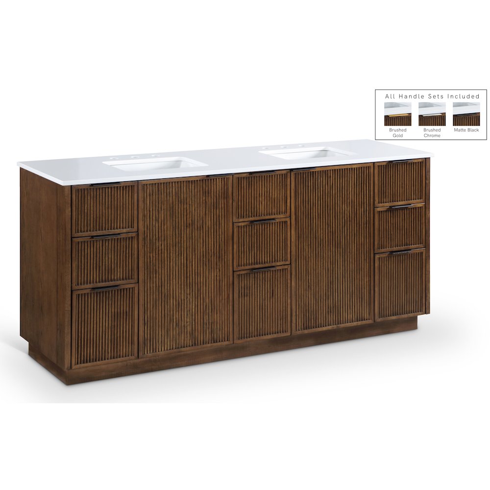 Willard 72" Brown Engineered Stone And Solid Wood Bathroom Vanity. Picture 1
