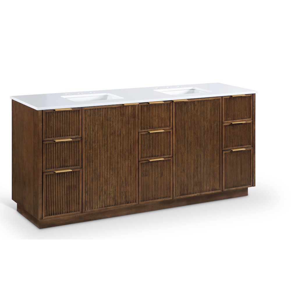 Willard 72" Brown Engineered Stone And Solid Wood Bathroom Vanity. Picture 2