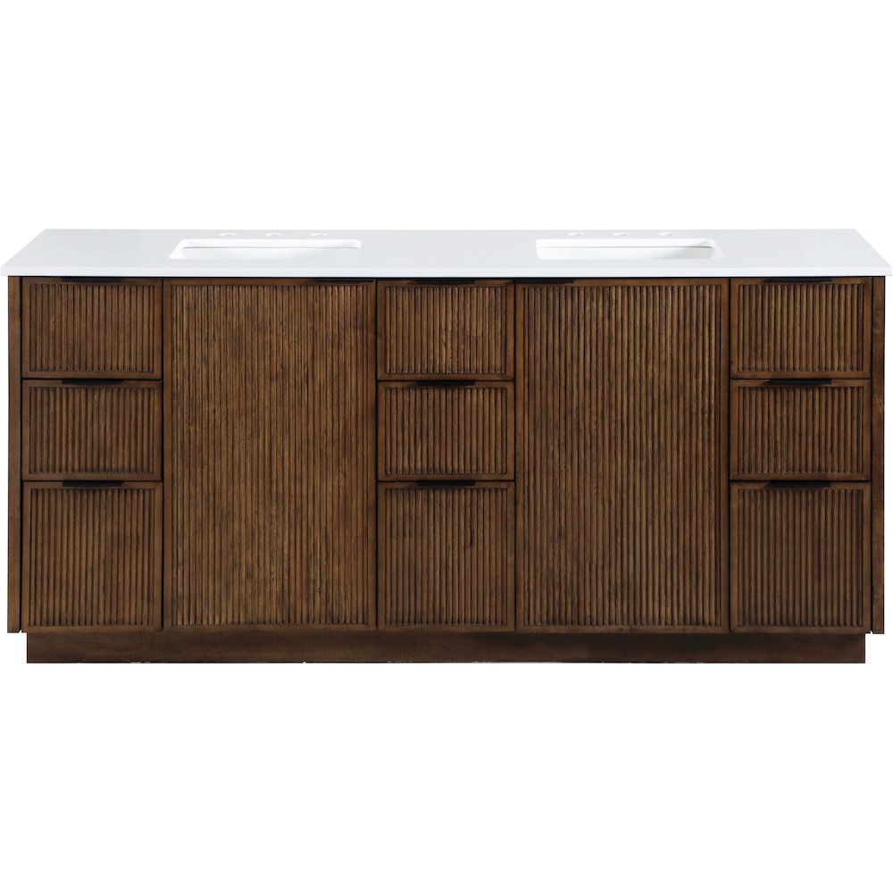 Willard 72" Brown Engineered Stone And Solid Wood Bathroom Vanity. Picture 3