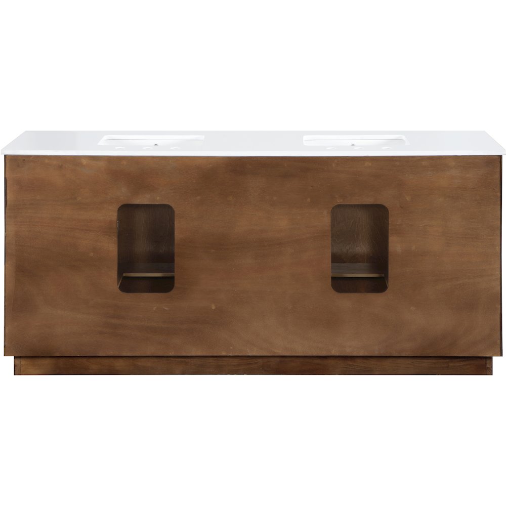 Willard 72" Brown Engineered Stone And Solid Wood Bathroom Vanity. Picture 5