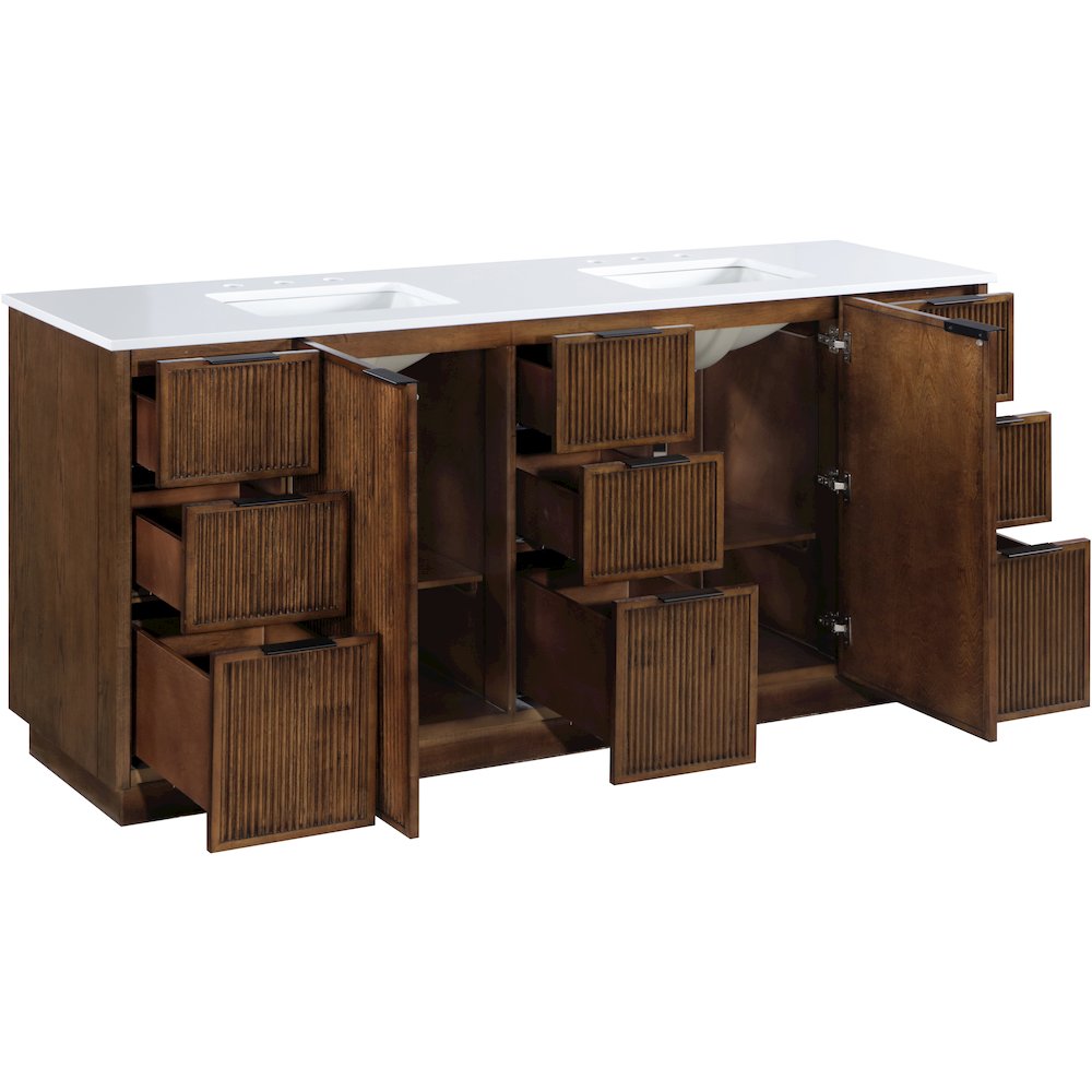 Willard 72" Brown Engineered Stone And Solid Wood Bathroom Vanity. Picture 6