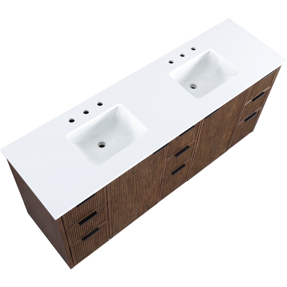 Willard 72" Brown Engineered Stone And Solid Wood Bathroom Vanity. Picture 9