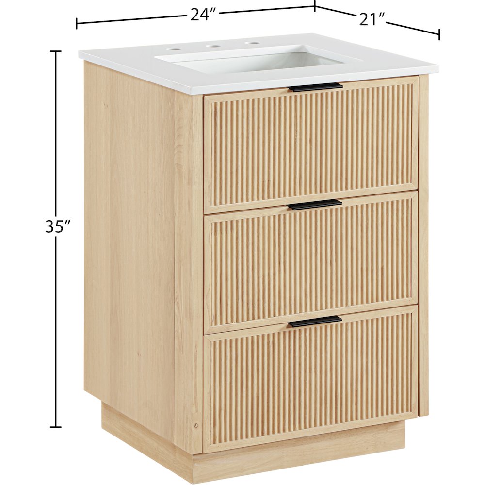 Willard 24" Natural Engineered Stone And Solid Wood Bathroom Vanity. Picture 12