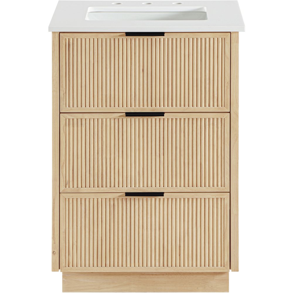 Willard 24" Natural Engineered Stone And Solid Wood Bathroom Vanity. Picture 3