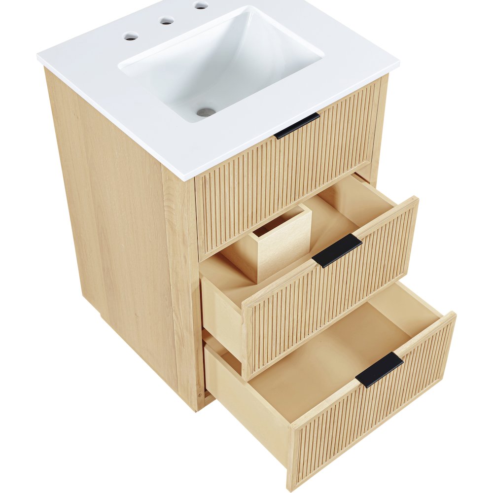 Willard 24" Natural Engineered Stone And Solid Wood Bathroom Vanity. Picture 9