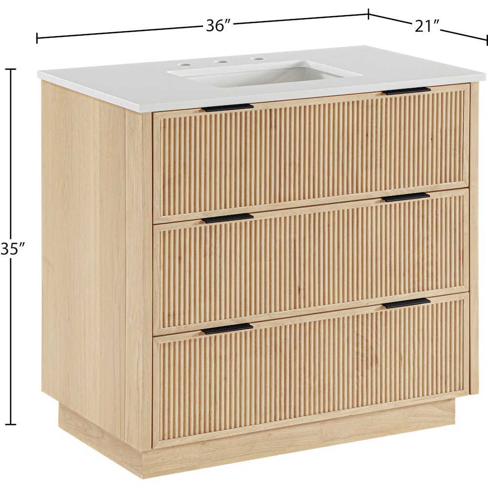 Willard 36" Natural Engineered Stone And Solid Wood Bathroom Vanity. Picture 12