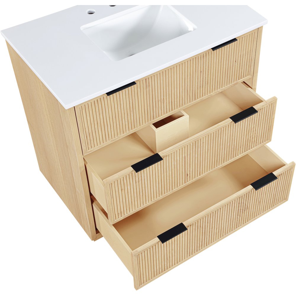 Willard 36" Natural Engineered Stone And Solid Wood Bathroom Vanity. Picture 9