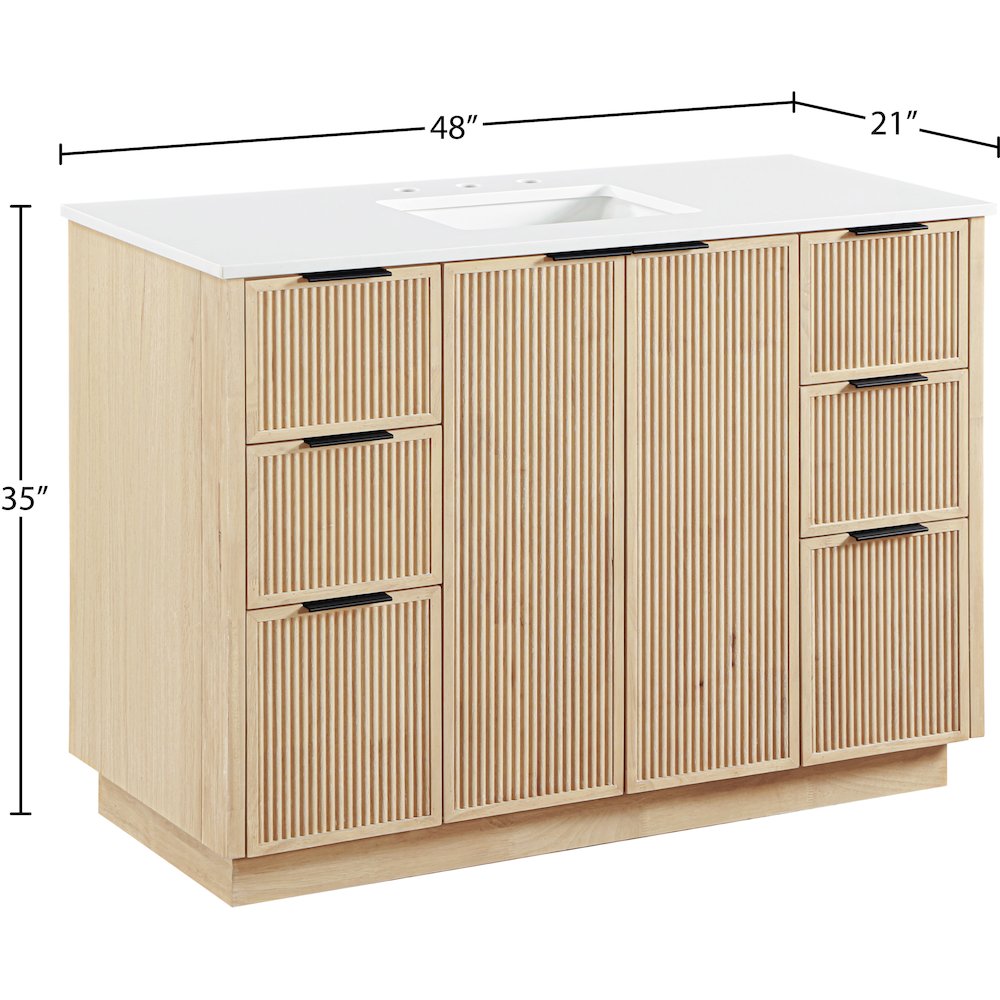 Willard 48" Natural Engineered Stone And Solid Wood Bathroom Vanity. Picture 12