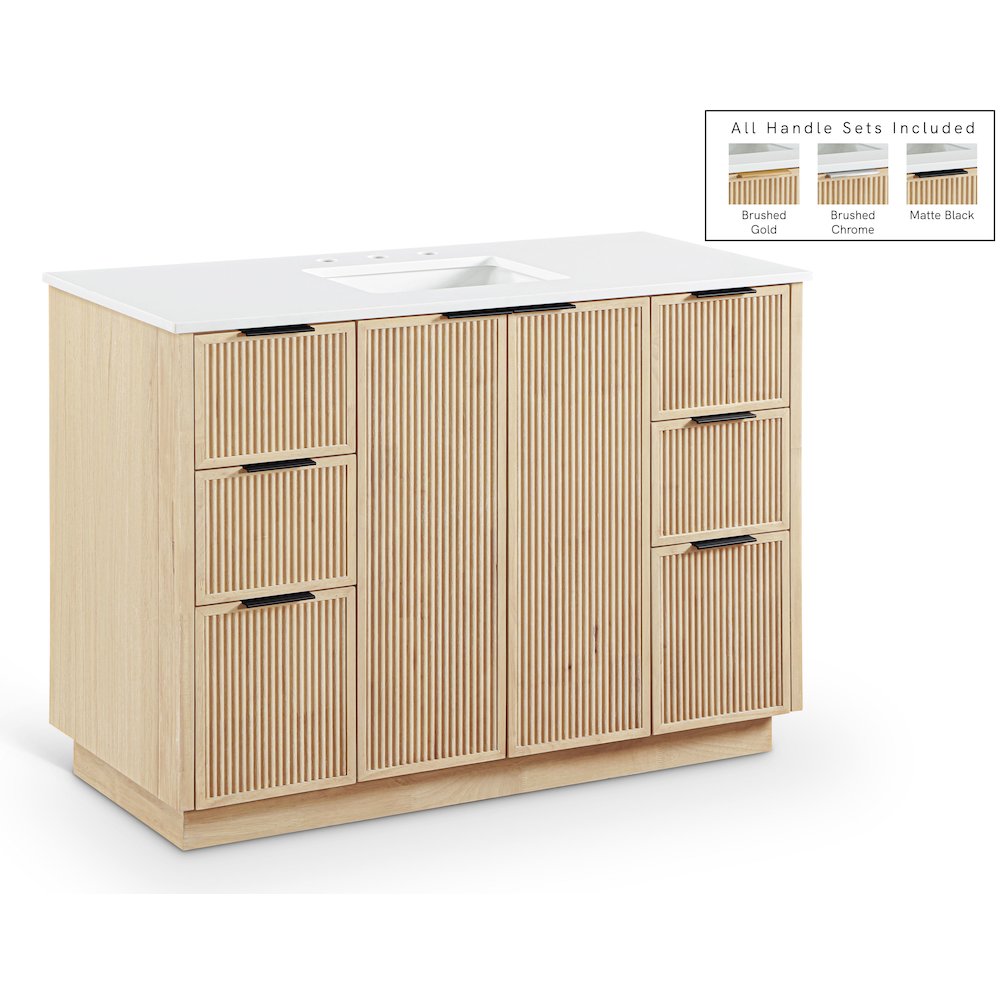 Willard 48" Natural Engineered Stone And Solid Wood Bathroom Vanity. Picture 1