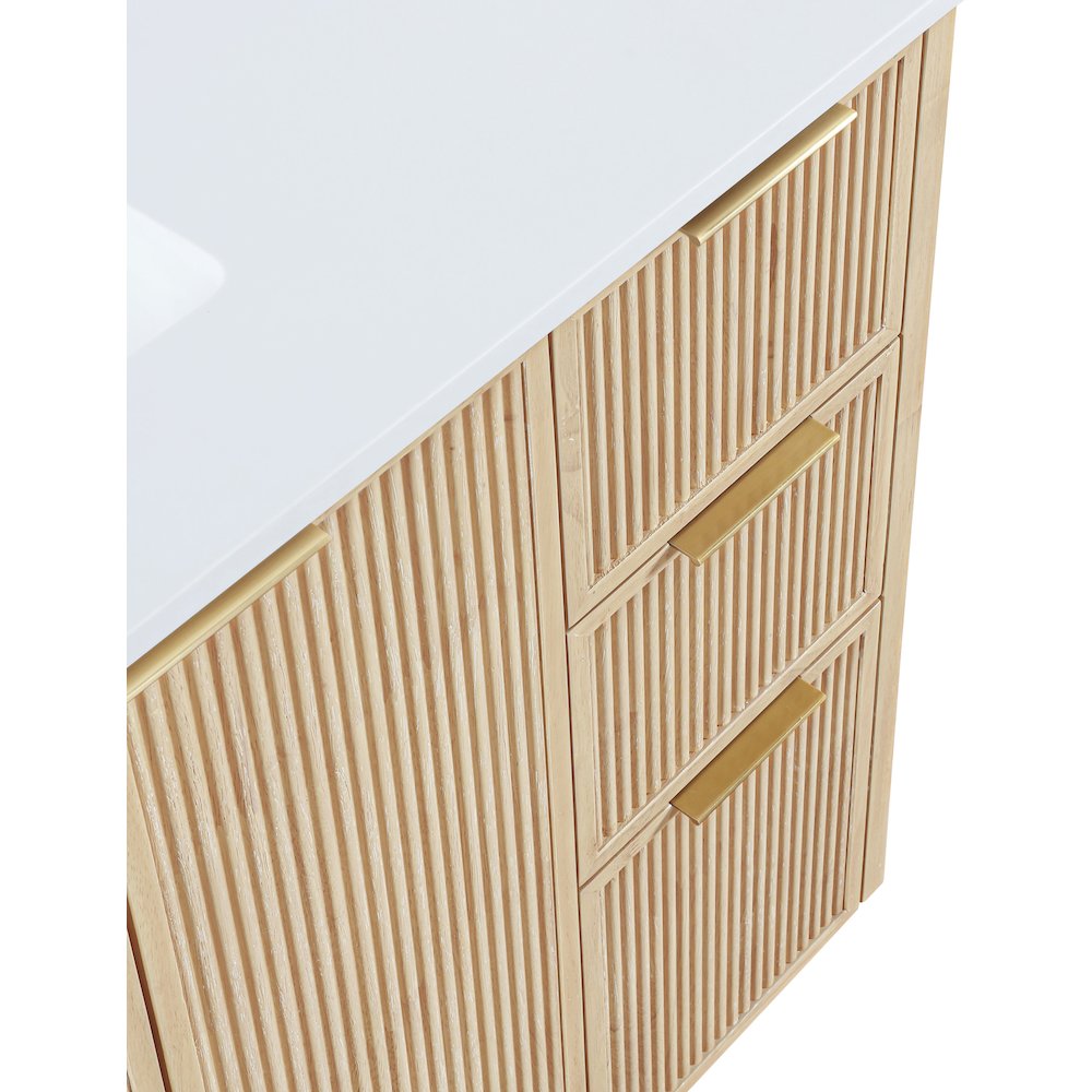 Willard 48" Natural Engineered Stone And Solid Wood Bathroom Vanity. Picture 11