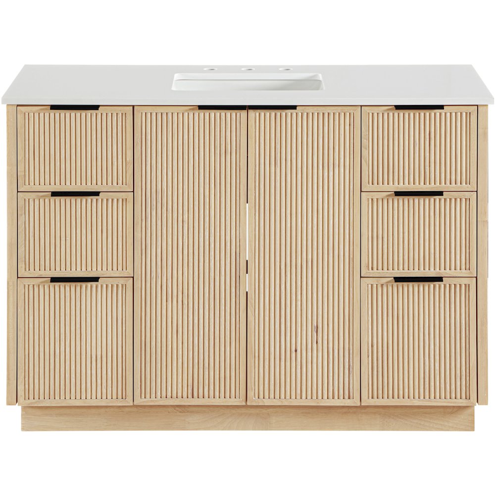 Willard 48" Natural Engineered Stone And Solid Wood Bathroom Vanity. Picture 3