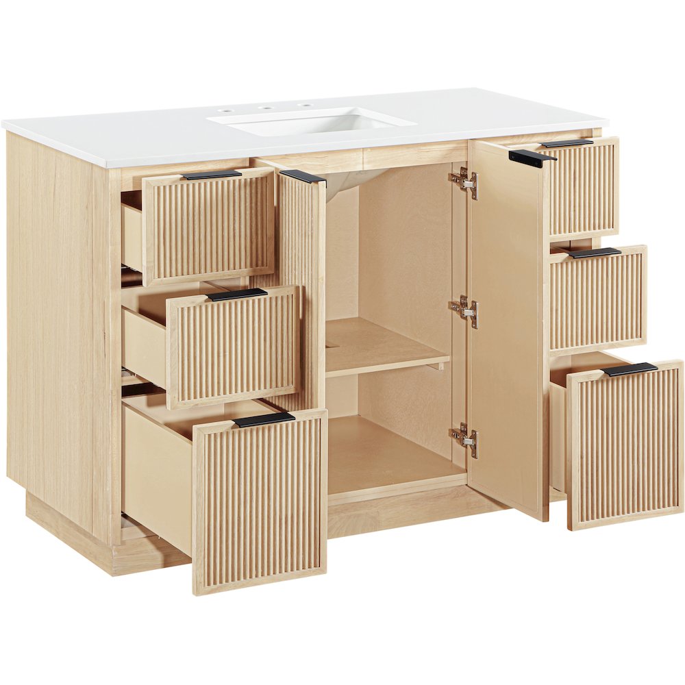 Willard 48" Natural Engineered Stone And Solid Wood Bathroom Vanity. Picture 6