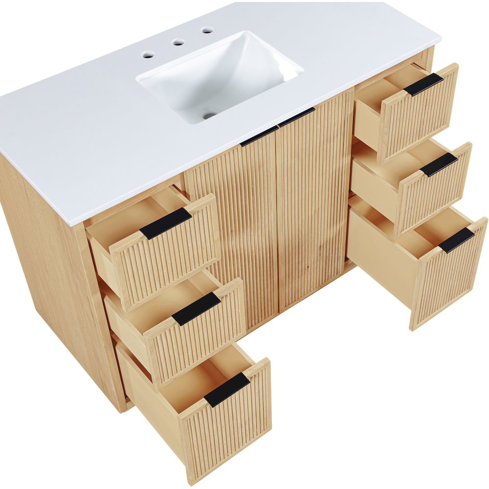Willard 48" Natural Engineered Stone And Solid Wood Bathroom Vanity. Picture 9