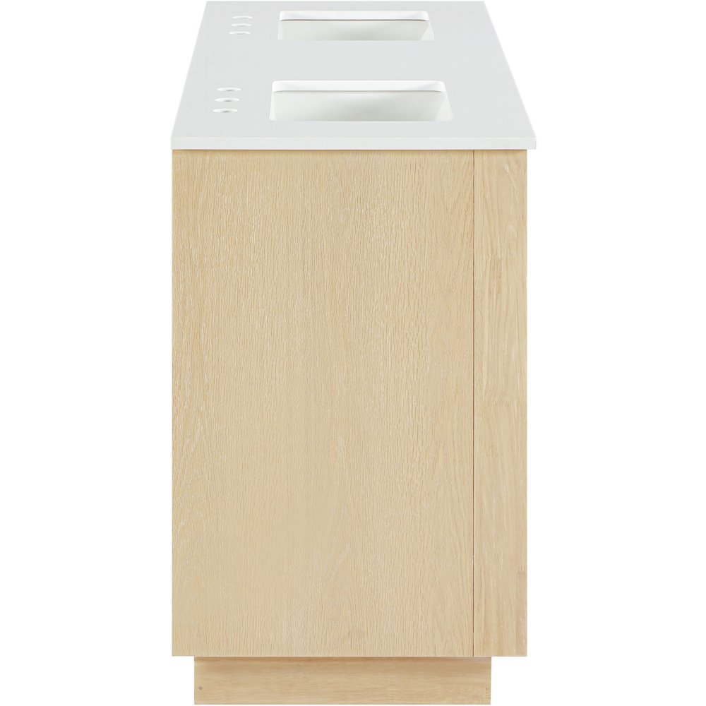 Willard 60" Natural Engineered Stone And Solid Wood Bathroom Vanity. Picture 4