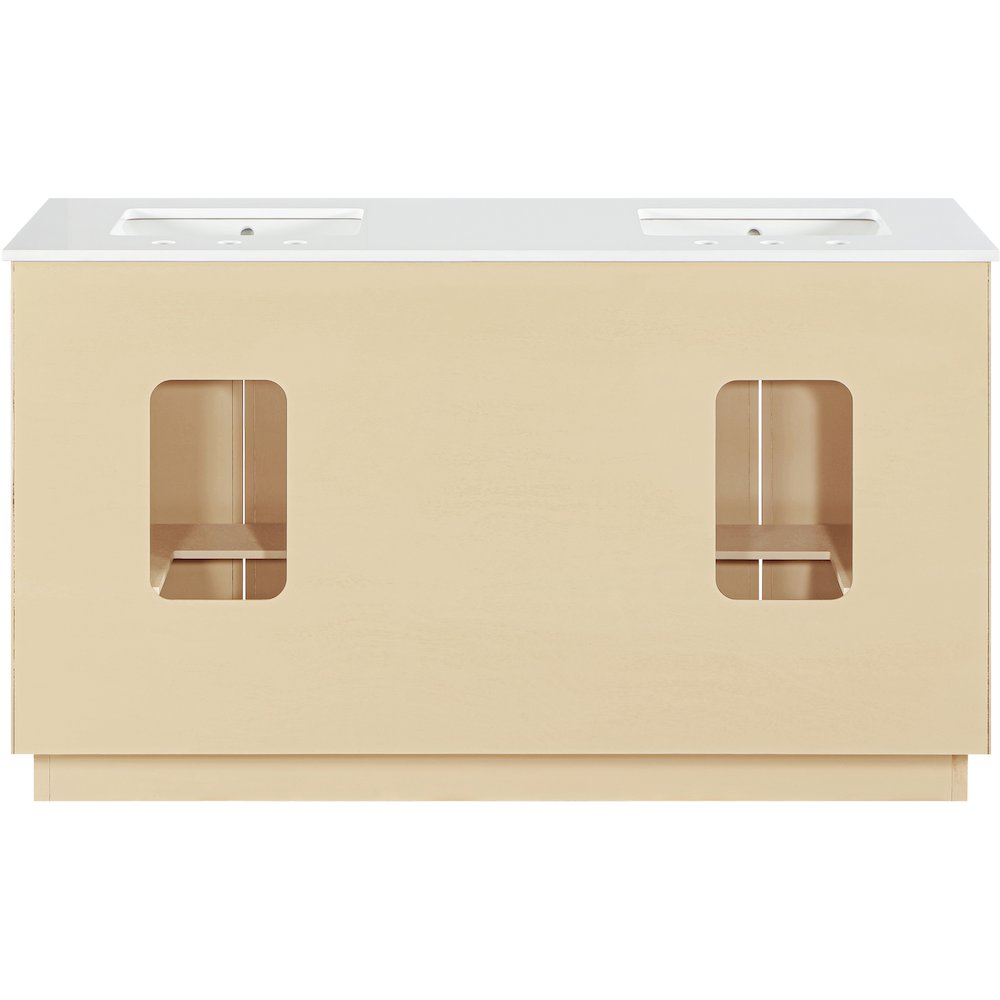 Willard 60" Natural Engineered Stone And Solid Wood Bathroom Vanity. Picture 5