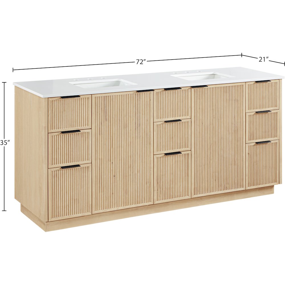 Willard 72" Natural Engineered Stone And Solid Wood Bathroom Vanity. Picture 12