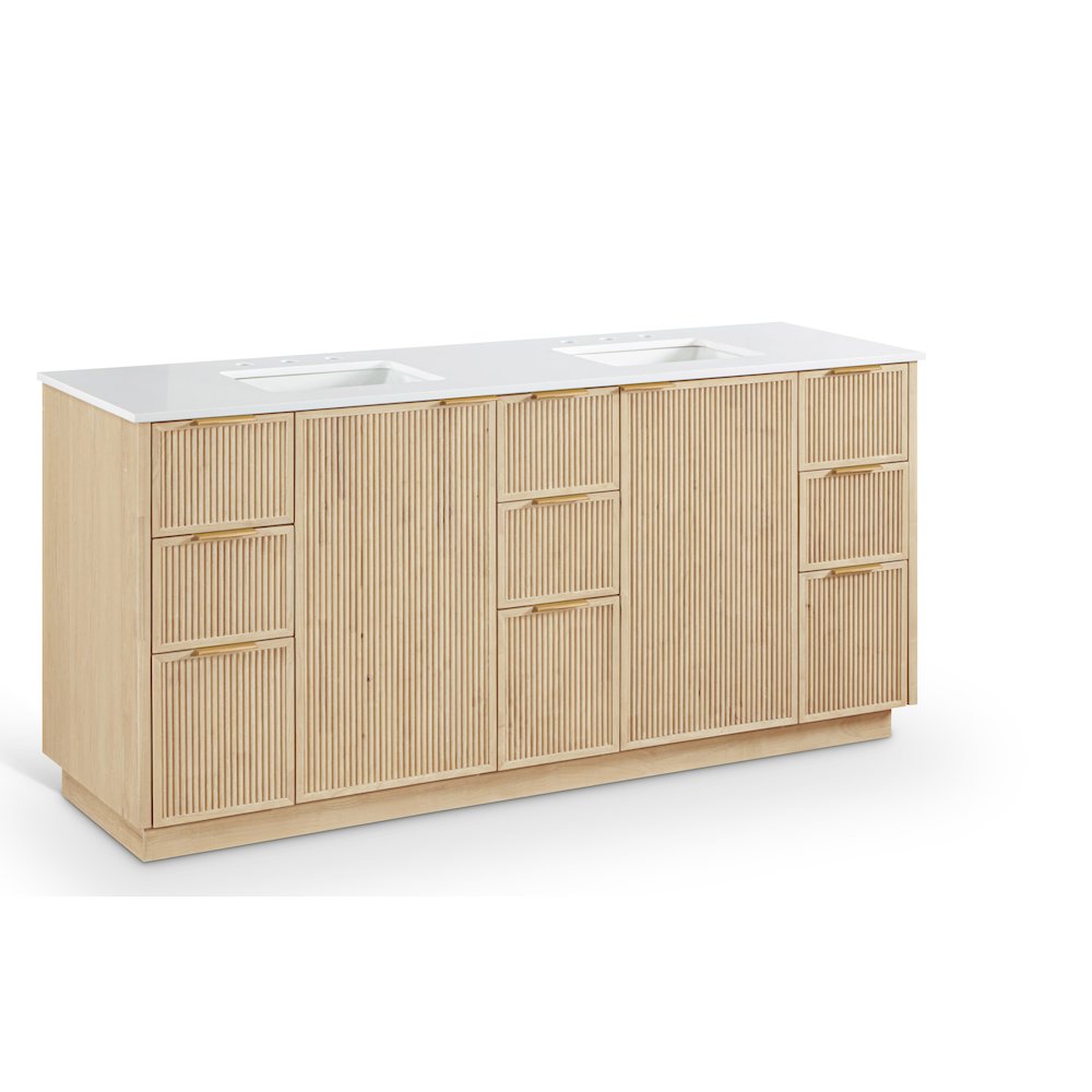 Willard 72" Natural Engineered Stone And Solid Wood Bathroom Vanity. Picture 2