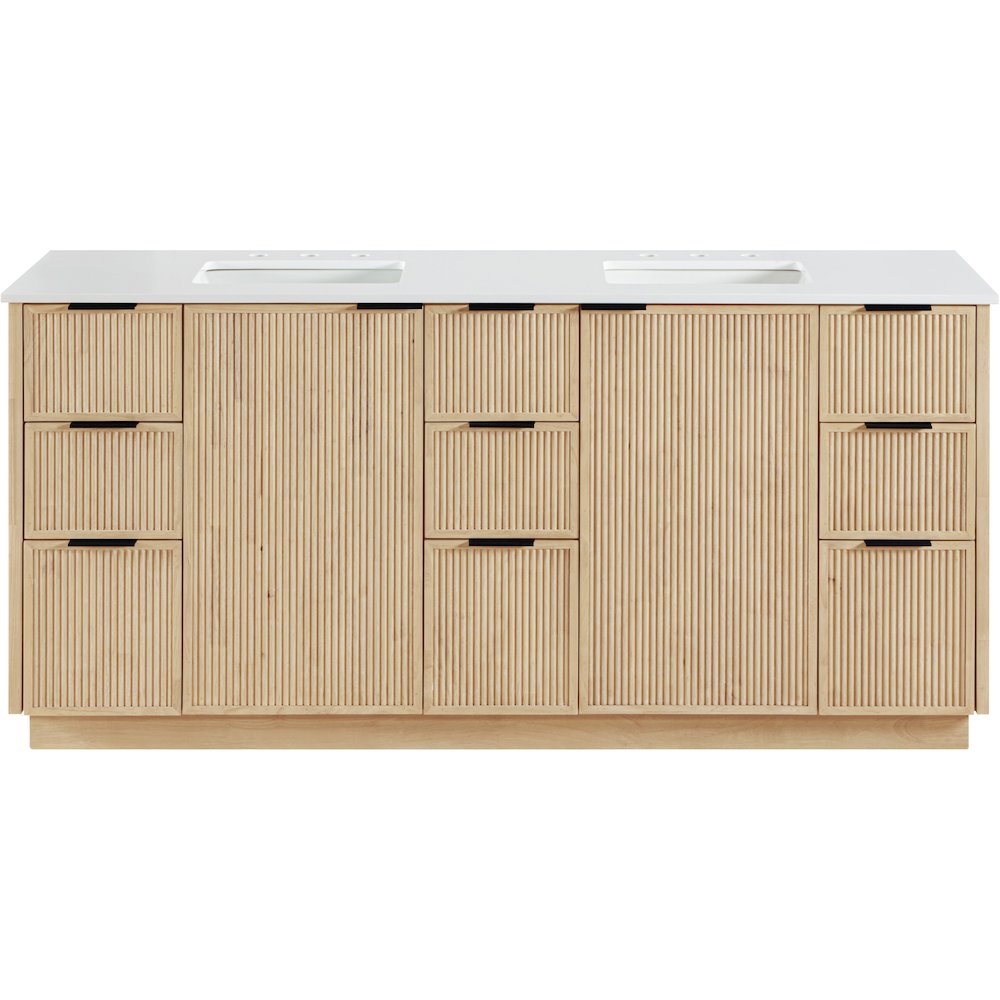 Willard 72" Natural Engineered Stone And Solid Wood Bathroom Vanity. Picture 3