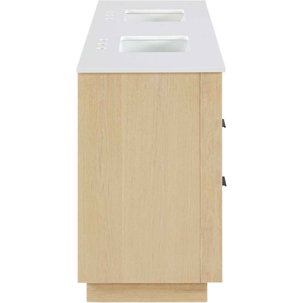 Willard 72" Natural Engineered Stone And Solid Wood Bathroom Vanity. Picture 4