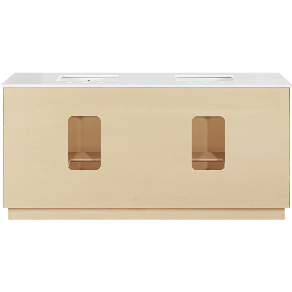 Willard 72" Natural Engineered Stone And Solid Wood Bathroom Vanity. Picture 5
