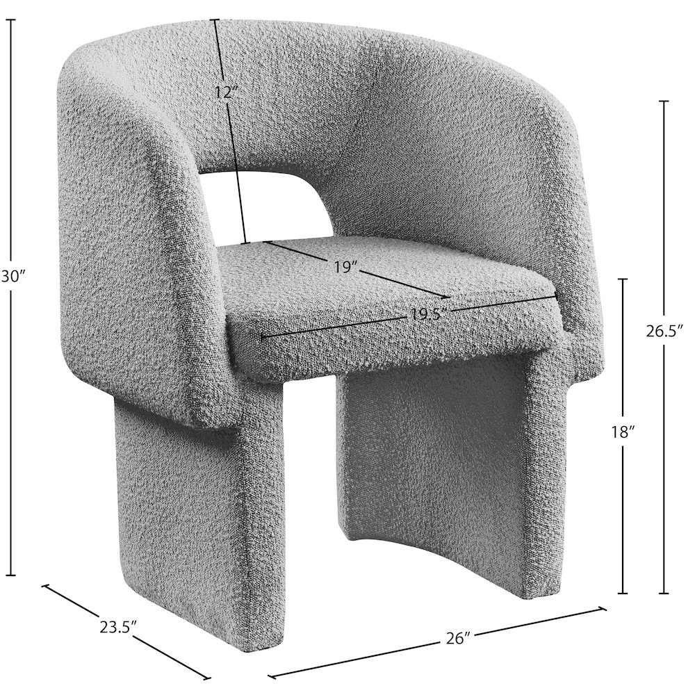 Emmet Grey Boucle Fabric Dining Chair / Accent Chair. Picture 7
