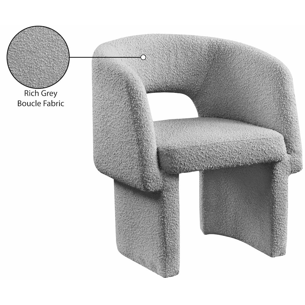 Emmet Grey Boucle Fabric Dining Chair / Accent Chair. Picture 8