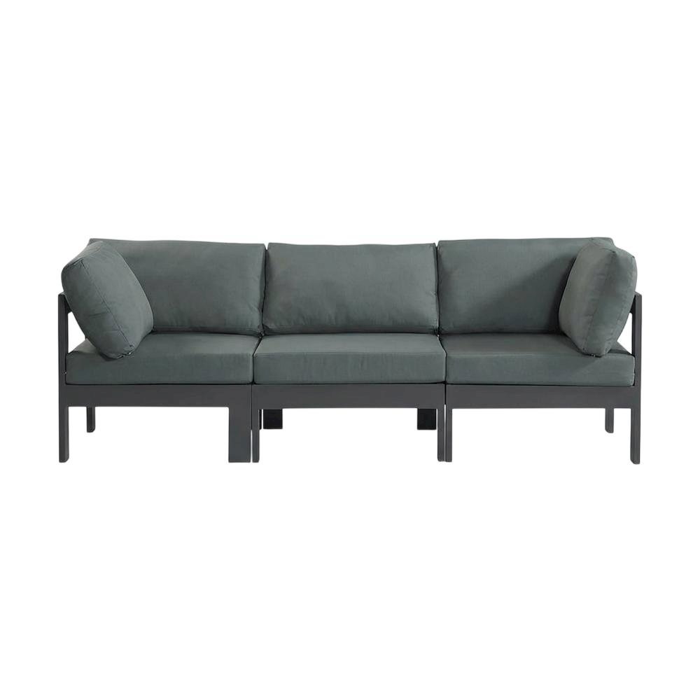 Gray Fabric Outdoor Modular Sofa With Contemporary Style For Patio Lounging. Picture 4